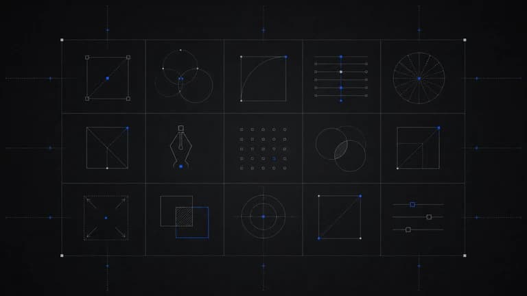 Abstract grid of modular design tools and alignment guides