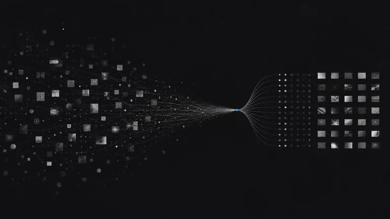 Scattered visual references converging into an organized archive